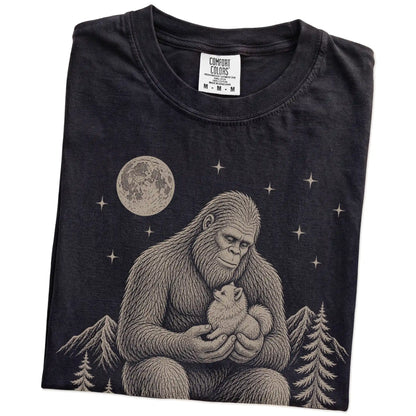 Folded Bigfoot and Pomeranian T-Shirt in Black