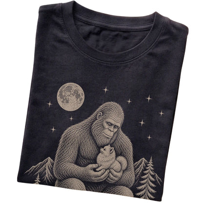 Folded Bigfoot and Pomeranian T-Shirt in Black