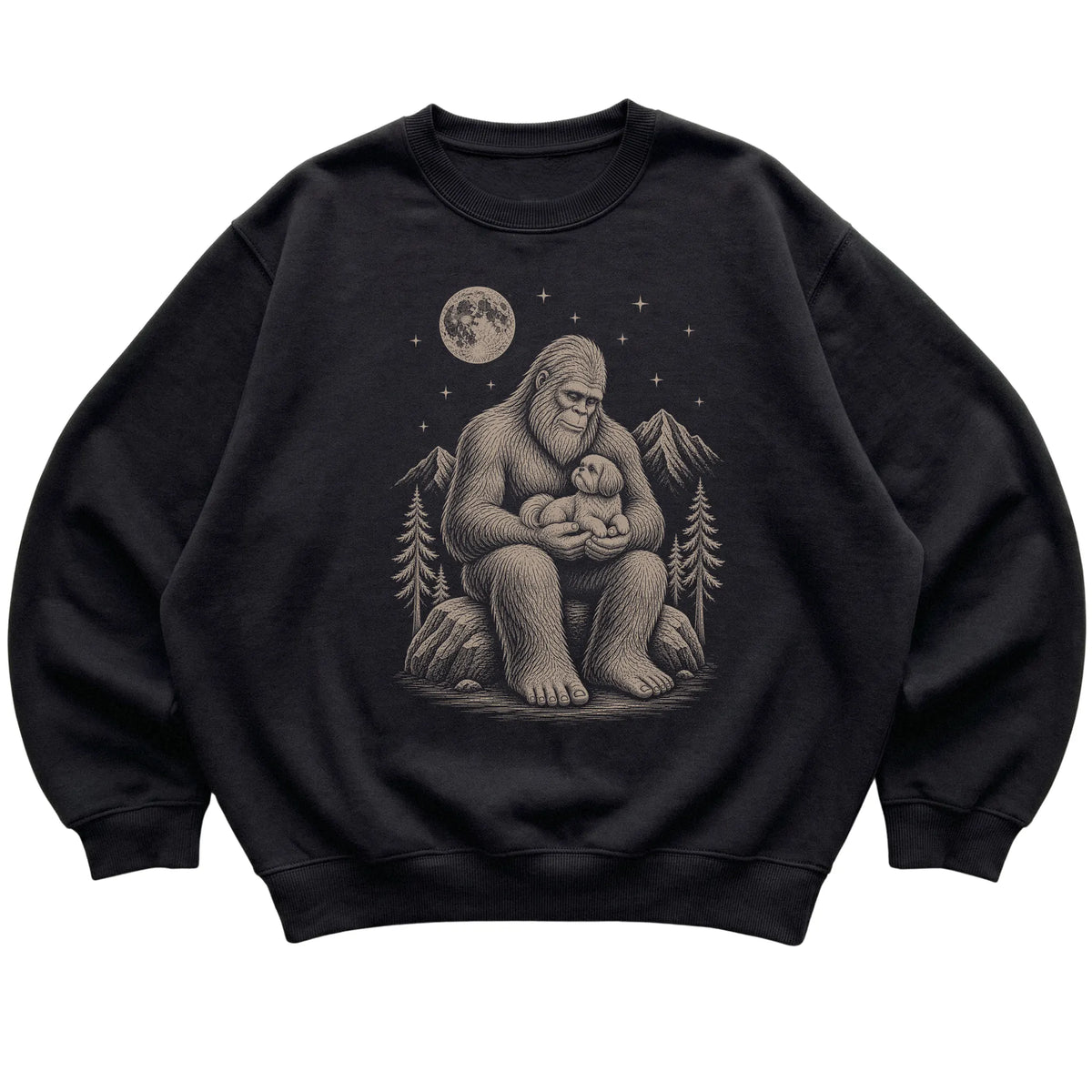 Bigfoot and Shih Tzu Sweatshirt in Black