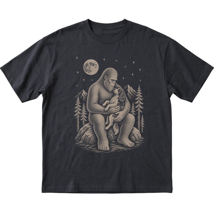 Bigfoot and Springer Spaniel T-Shirt in Black