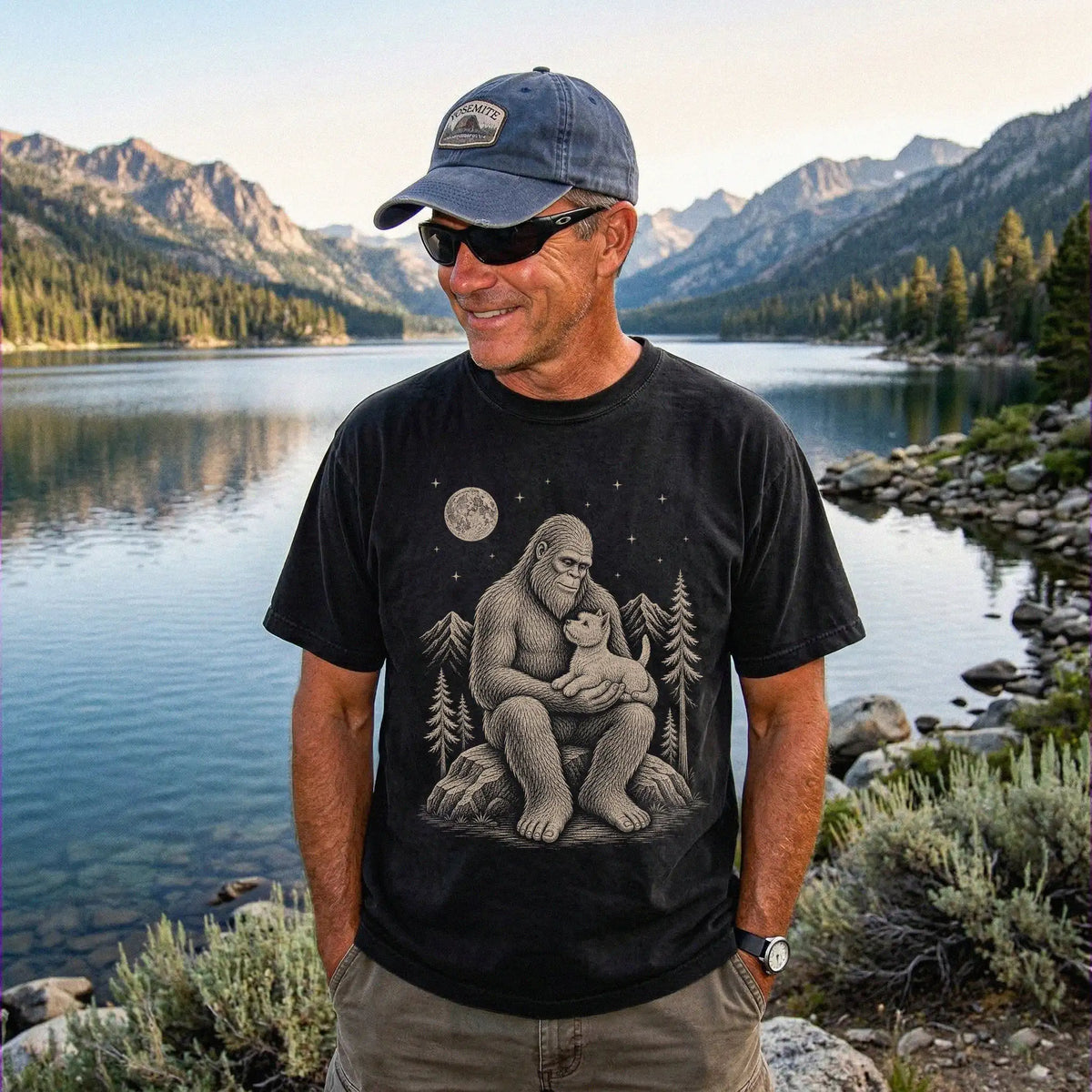 Person wearing the Bigfoot and Westie T-Shirt in Black