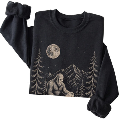 Folded American Bulldog and Bigfoot Sweatshirt in Black