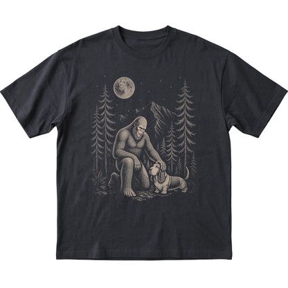 Basset Hound and Bigfoot T-Shirt in Black