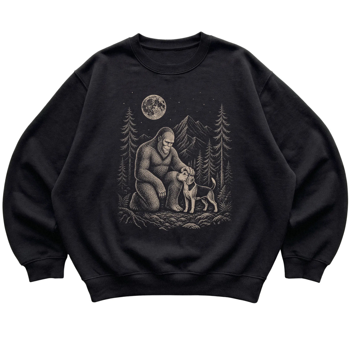 Beagle and Bigfoot Sweatshirt in Black