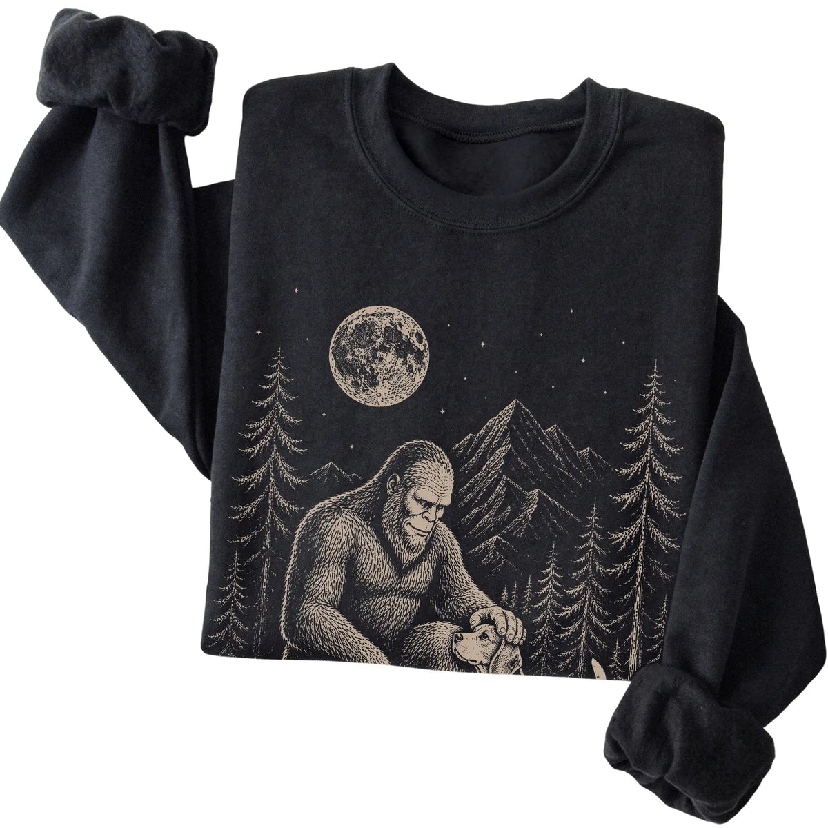 Folded Beagle and Bigfoot Sweatshirt in Black