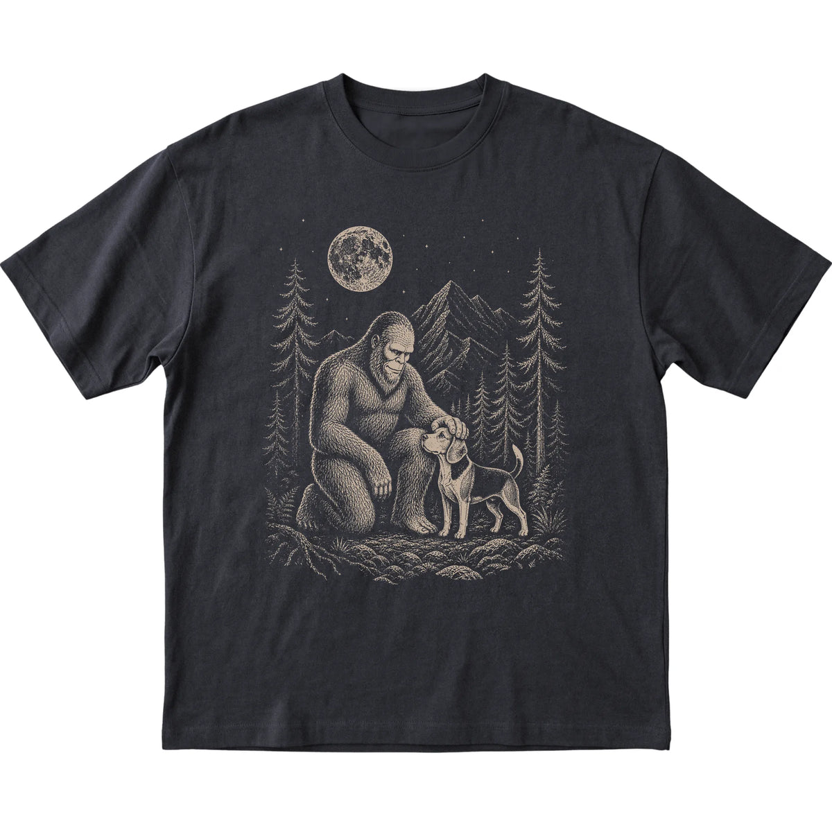 Beagle and Bigfoot T-Shirt in Black