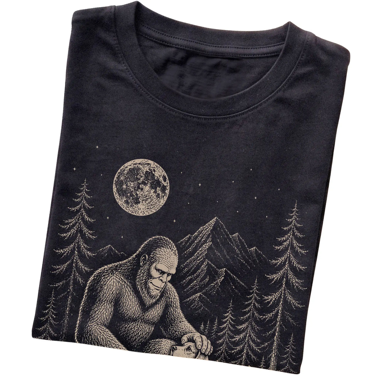 Folded Beagle and Bigfoot T-Shirt in Black