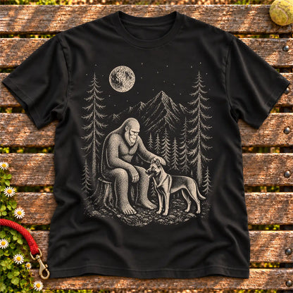 Belgian Malinois Bigfoot Petting on a Black T-shirt, shown flat