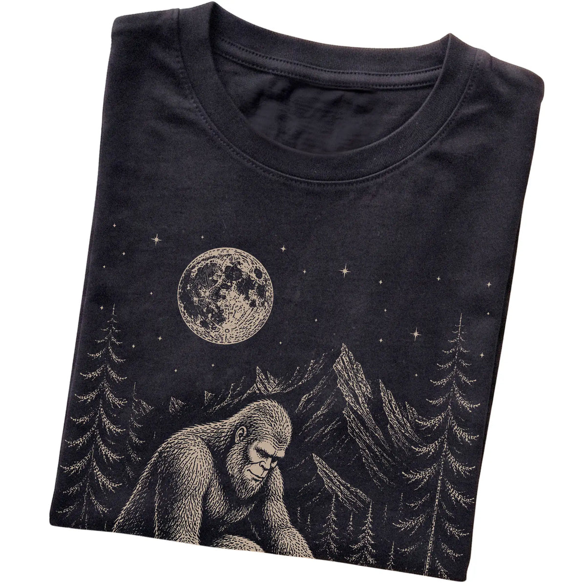 Folded Bichon Frise and Bigfoot T-Shirt in Black