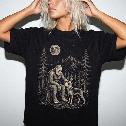 Person wearing the Bloodhound and Bigfoot T-Shirt in Black