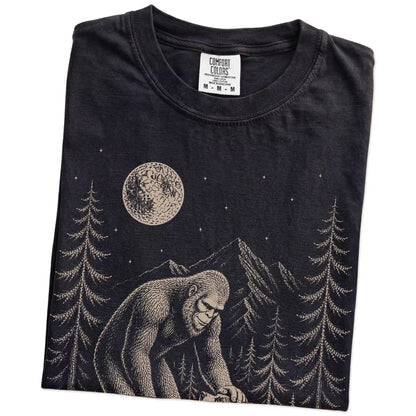 Folded Blue Heeler and Bigfoot T-Shirt in Black