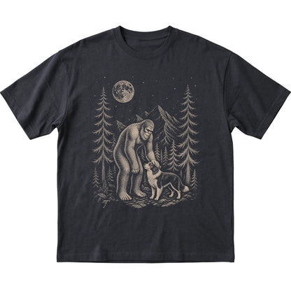 Border Collie and Bigfoot T-Shirt in Black