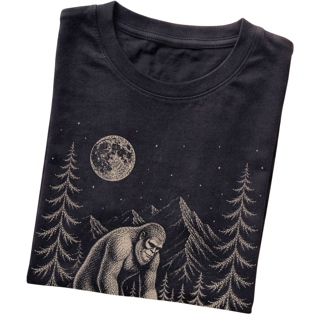 Folded Border Collie and Bigfoot T-Shirt in Black