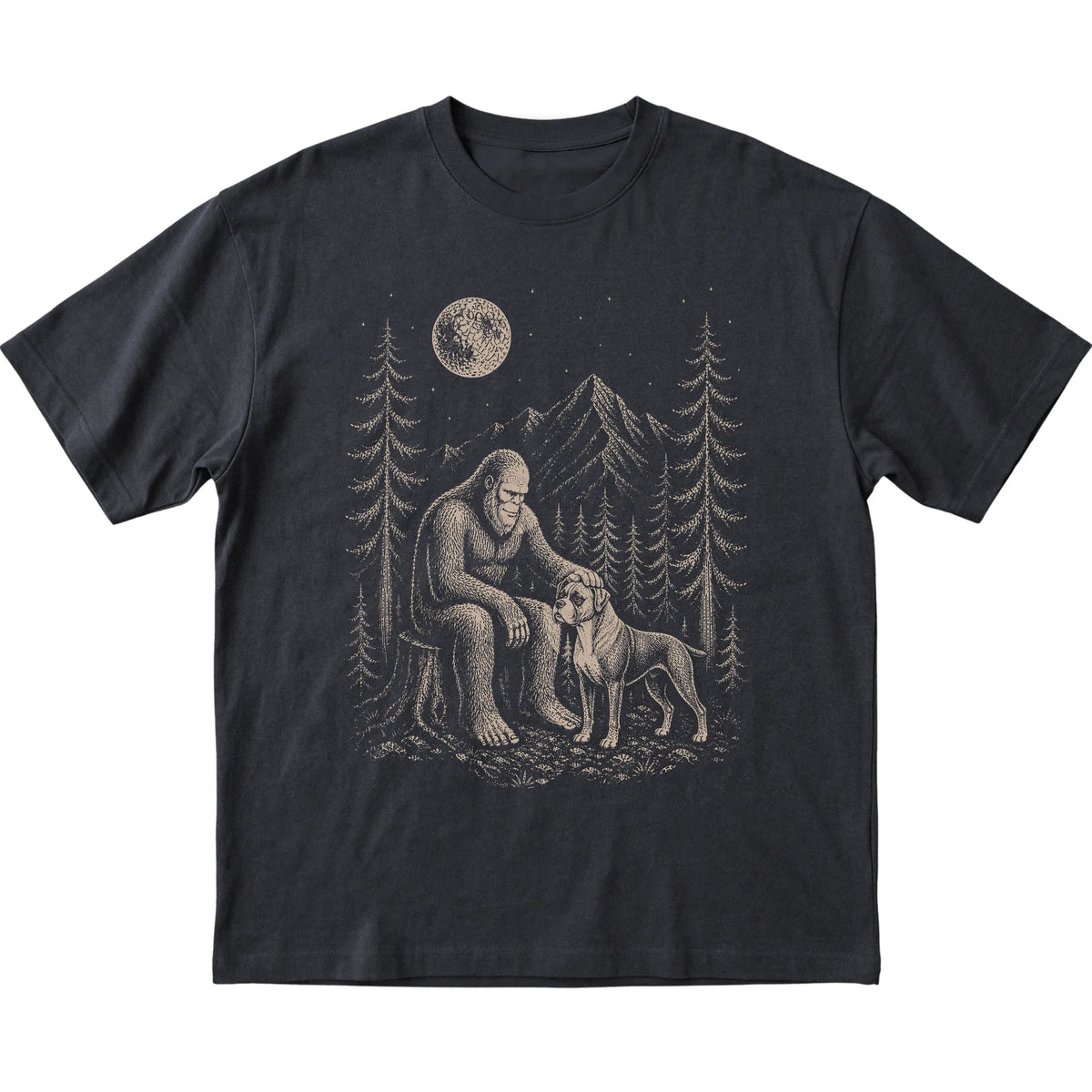 Boxer and Bigfoot T-Shirt in Black