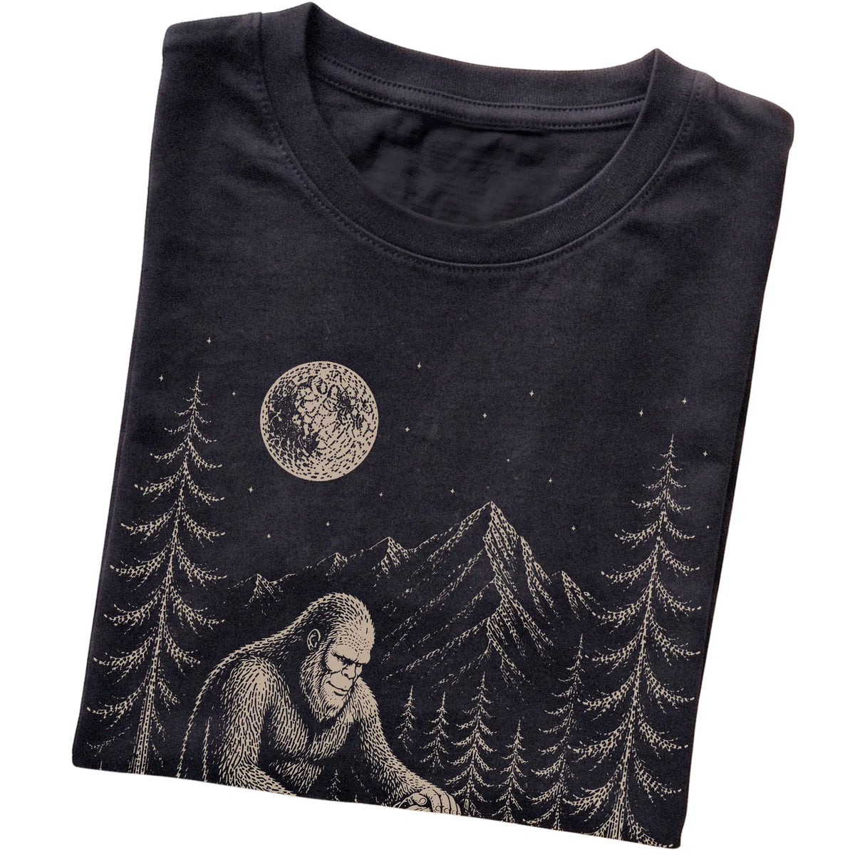 Folded Boxer and Bigfoot T-Shirt in Black