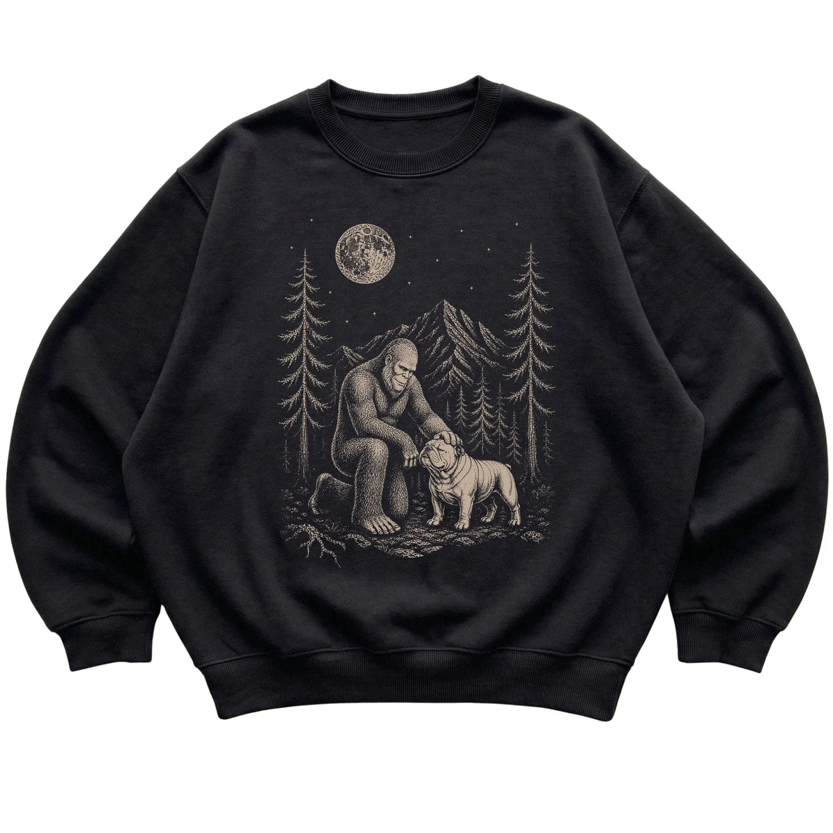 Bulldog and Bigfoot Sweatshirt in Black