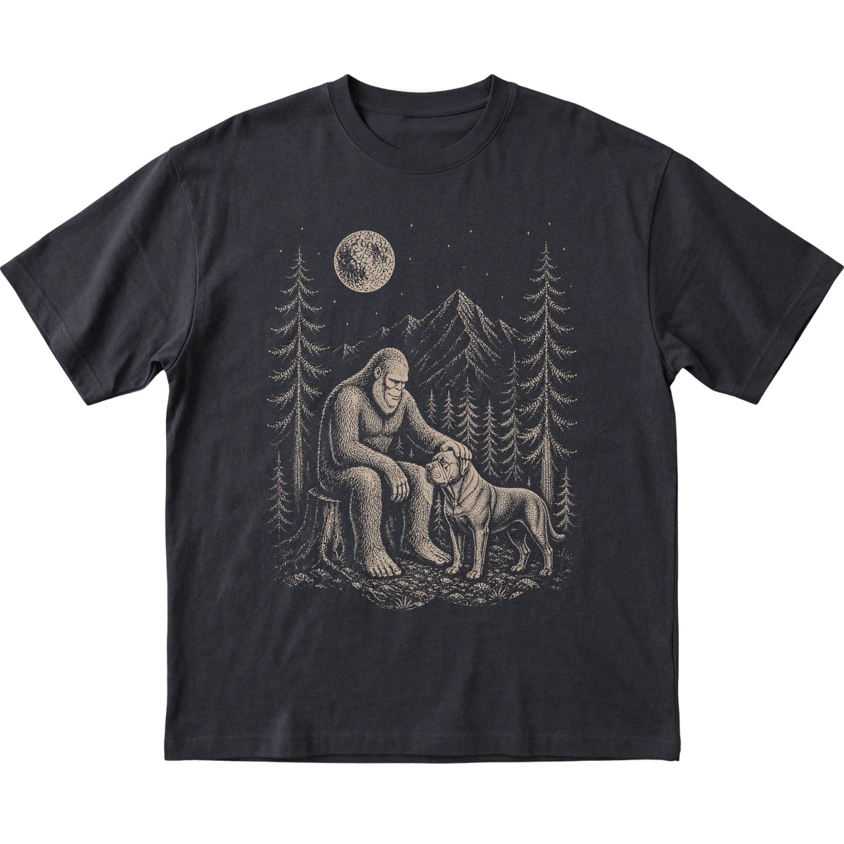 Cane Corso and Bigfoot T-Shirt in Black