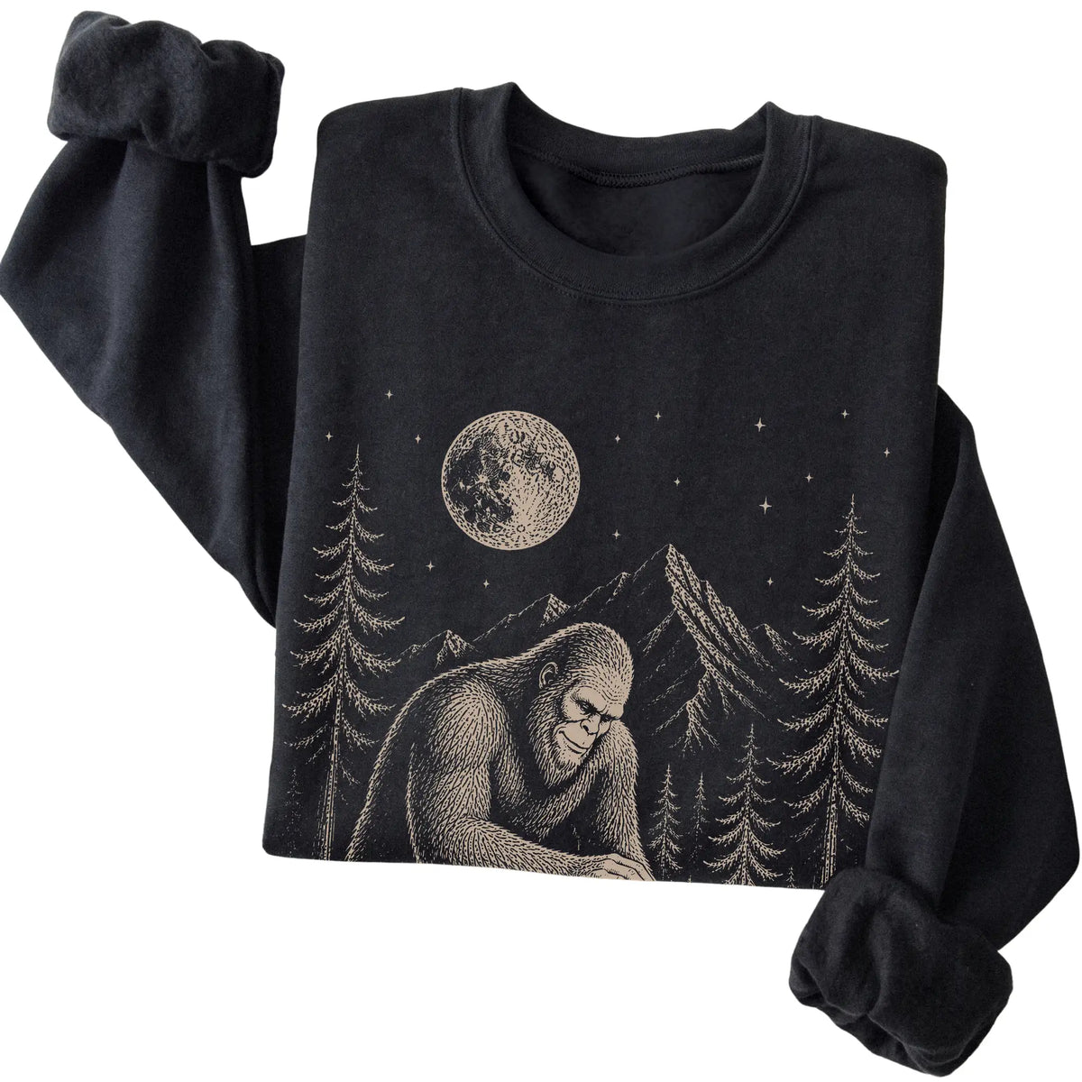 Folded Cavalier and Bigfoot Sweatshirt in Black