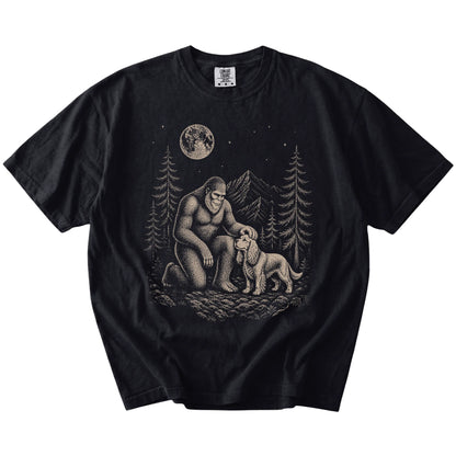 Cocker Spaniel and Bigfoot T-Shirt in Black