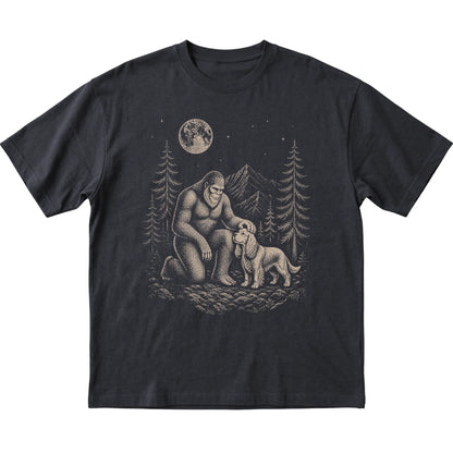 Cocker Spaniel and Bigfoot T-Shirt in Black