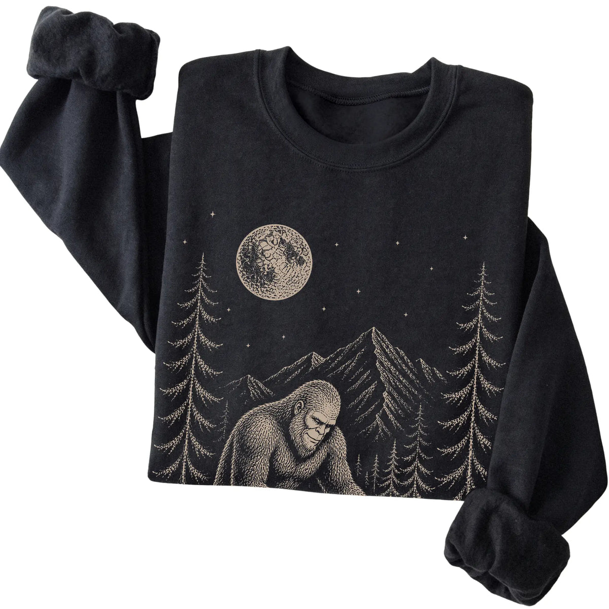 Folded Corgi and Bigfoot Sweatshirt in Black