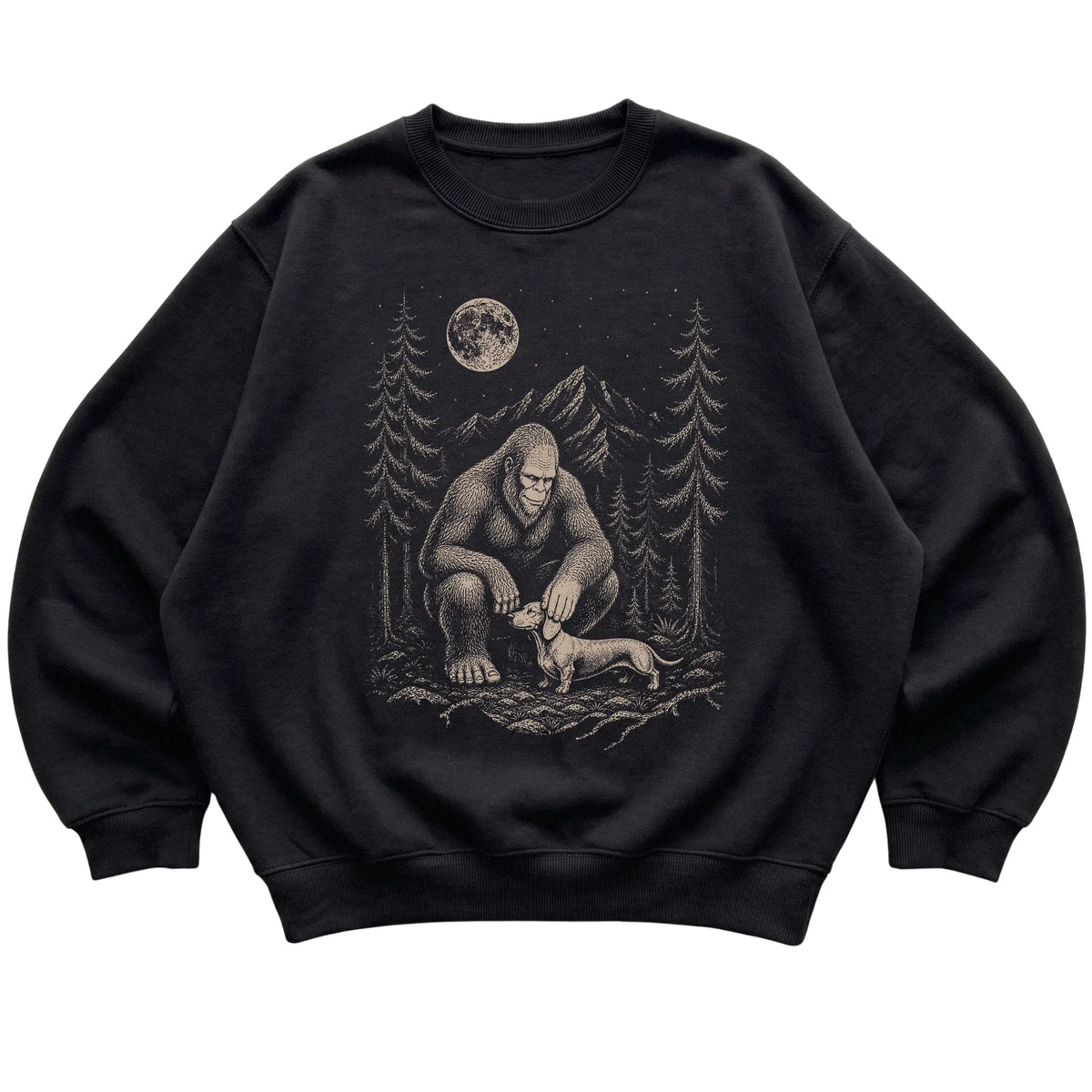 Dachshund and Bigfoot Sweatshirt in Black