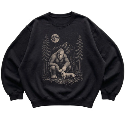 Dachshund and Bigfoot Sweatshirt in Black