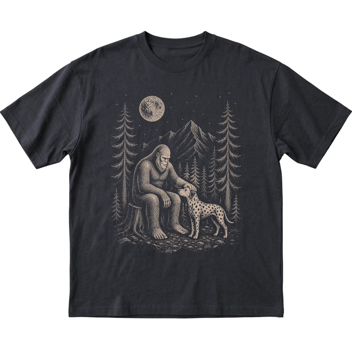 Dalmatian and Bigfoot T-Shirt in Black