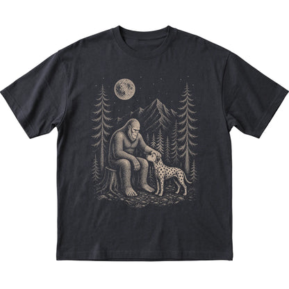 Dalmatian and Bigfoot T-Shirt in Black