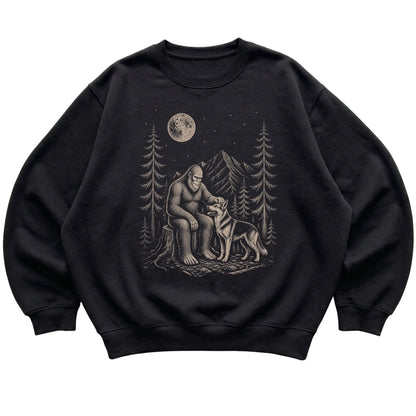 German Shepherd and Bigfoot Sweatshirt in Black