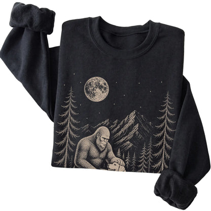 Folded Golden Retriever and Bigfoot Sweatshirt in Black