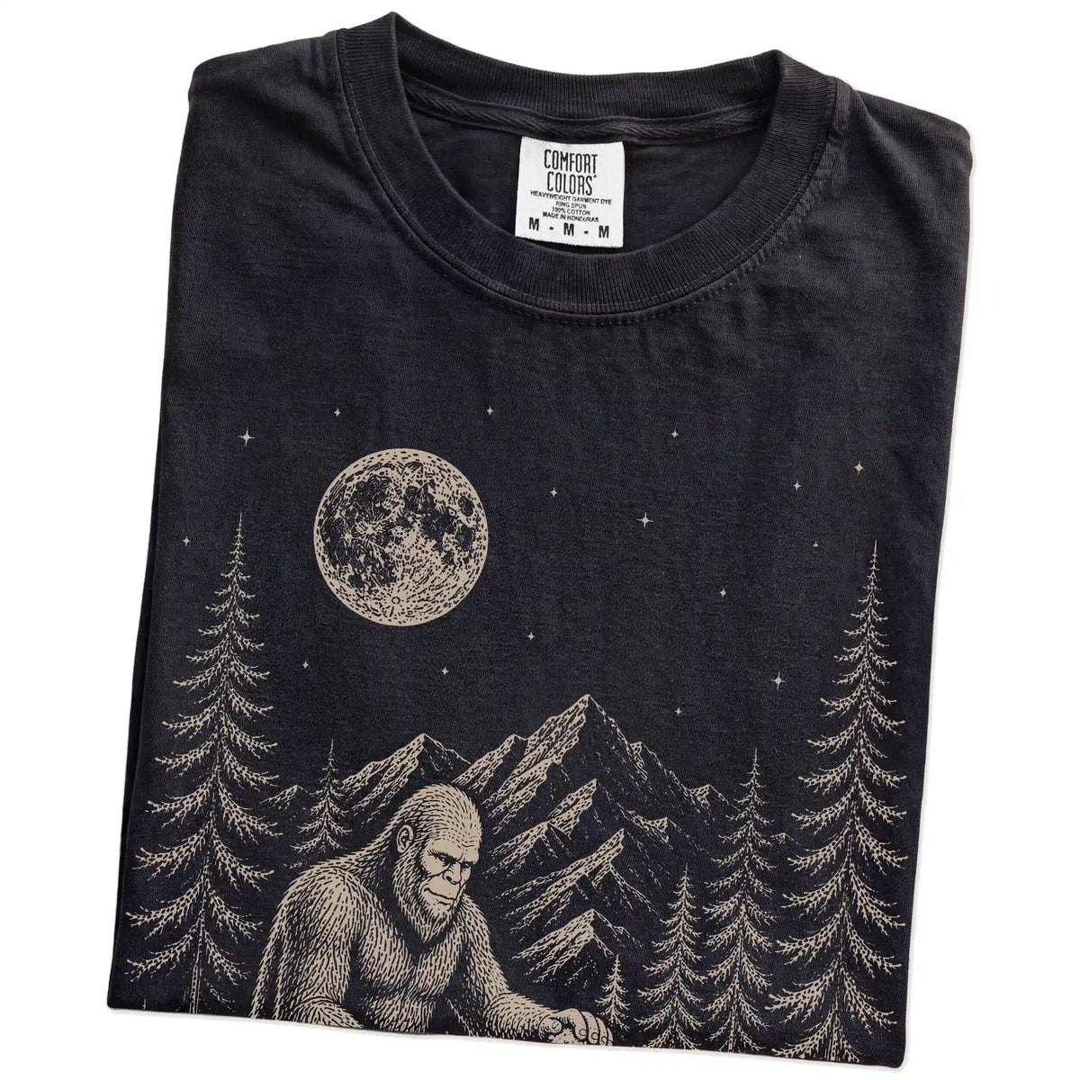 Folded Goldendoodle and Bigfoot T-Shirt in Black