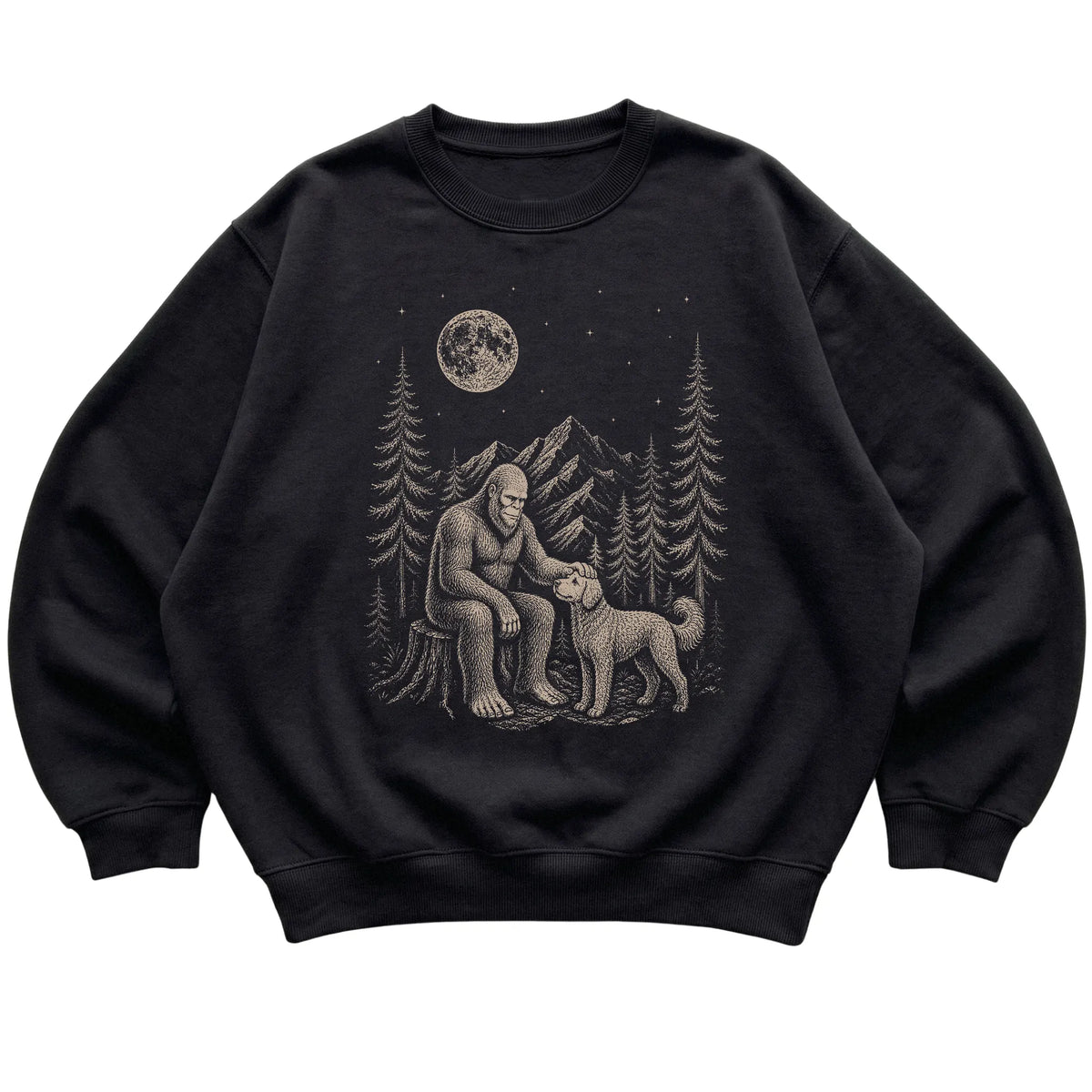 Goldendoodle and Bigfoot Sweatshirt in Black