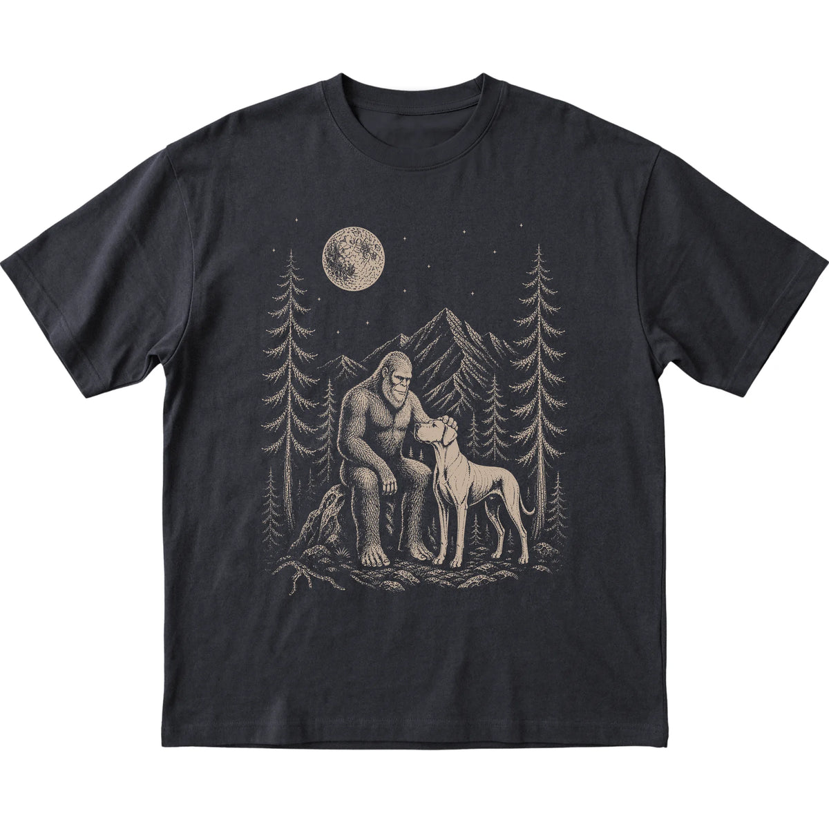 Great Dane and Bigfoot T-Shirt in Black