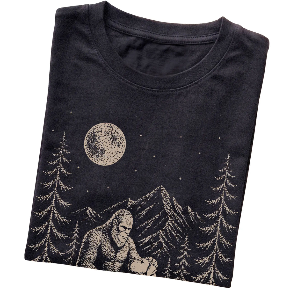Folded Great Dane and Bigfoot T-Shirt in Black
