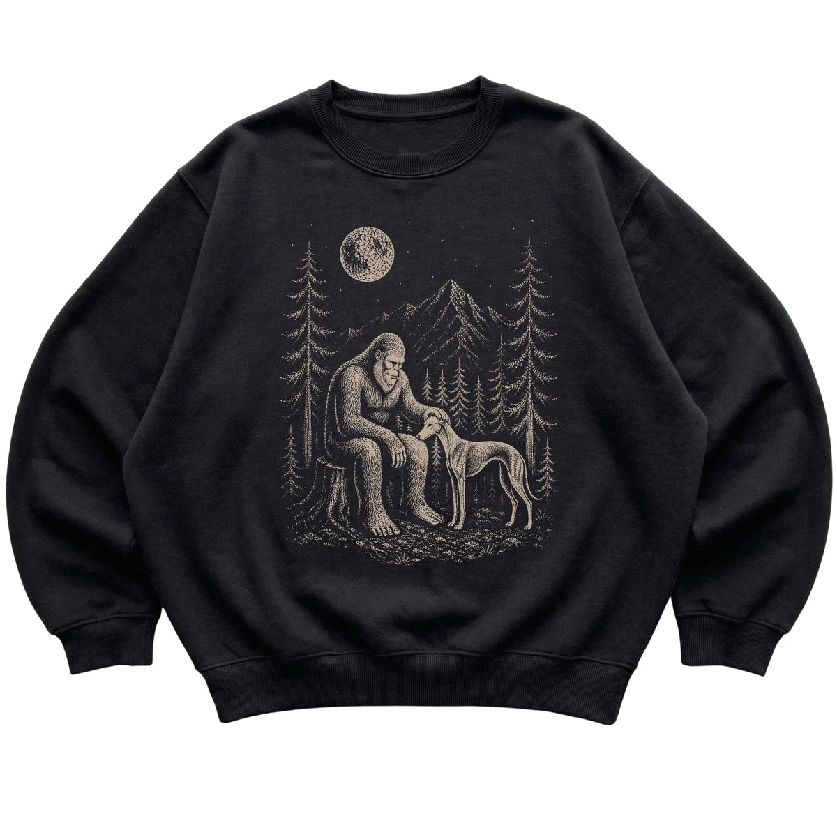 Greyhound and Bigfoot Sweatshirt in Black