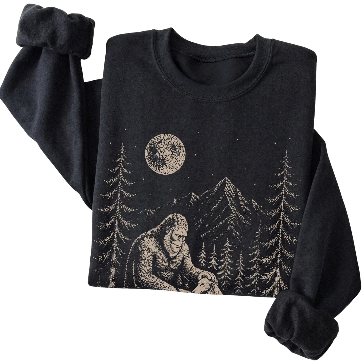 Folded Greyhound and Bigfoot Sweatshirt in Black