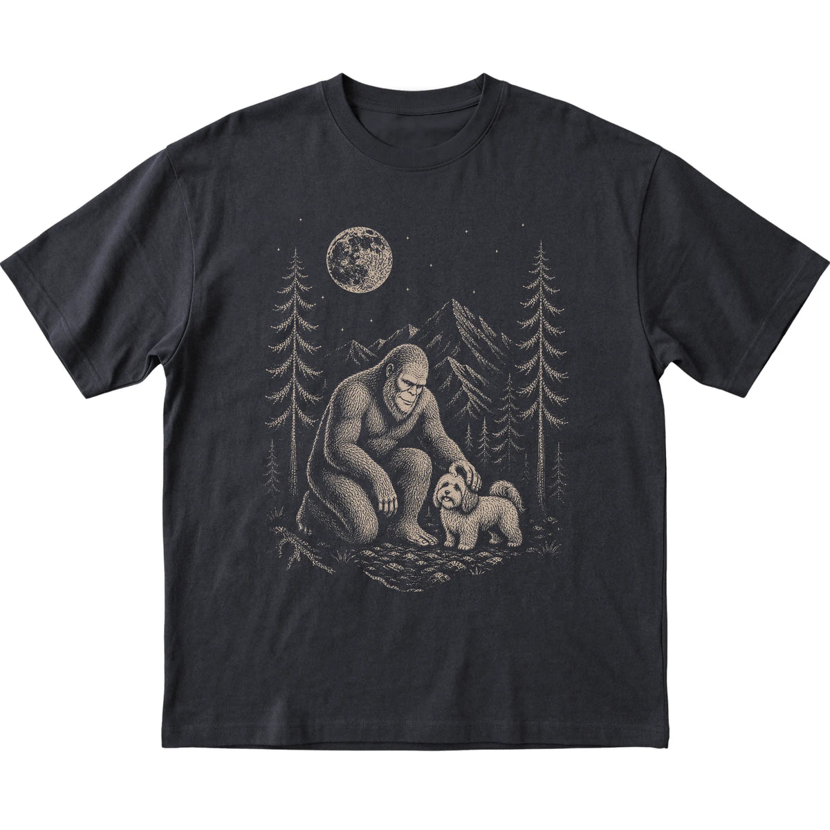 Havanese and Bigfoot T-Shirt in Black