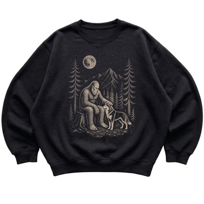 Husky and Bigfoot Sweatshirt in Black