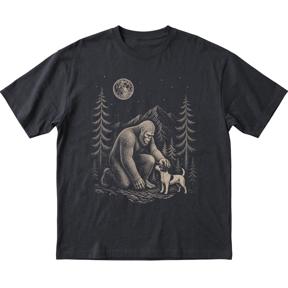 Jack Russell and Bigfoot T-Shirt in Black
