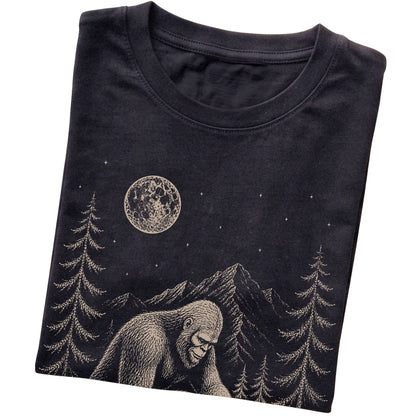 Folded Jack Russell and Bigfoot T-Shirt in Black