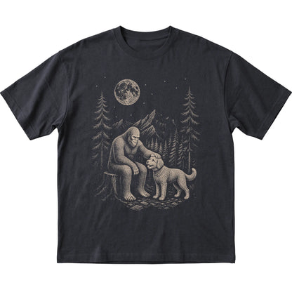 Labradoodle and Bigfoot T-Shirt in Black