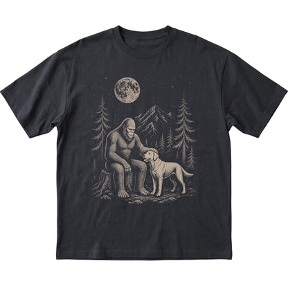 Labrador Retriever and Bigfoot T-Shirt in Black