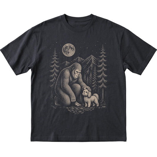 Maltese and Bigfoot T-Shirt in Black