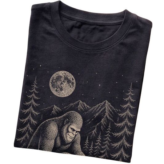 Folded Maltese and Bigfoot T-Shirt in Black