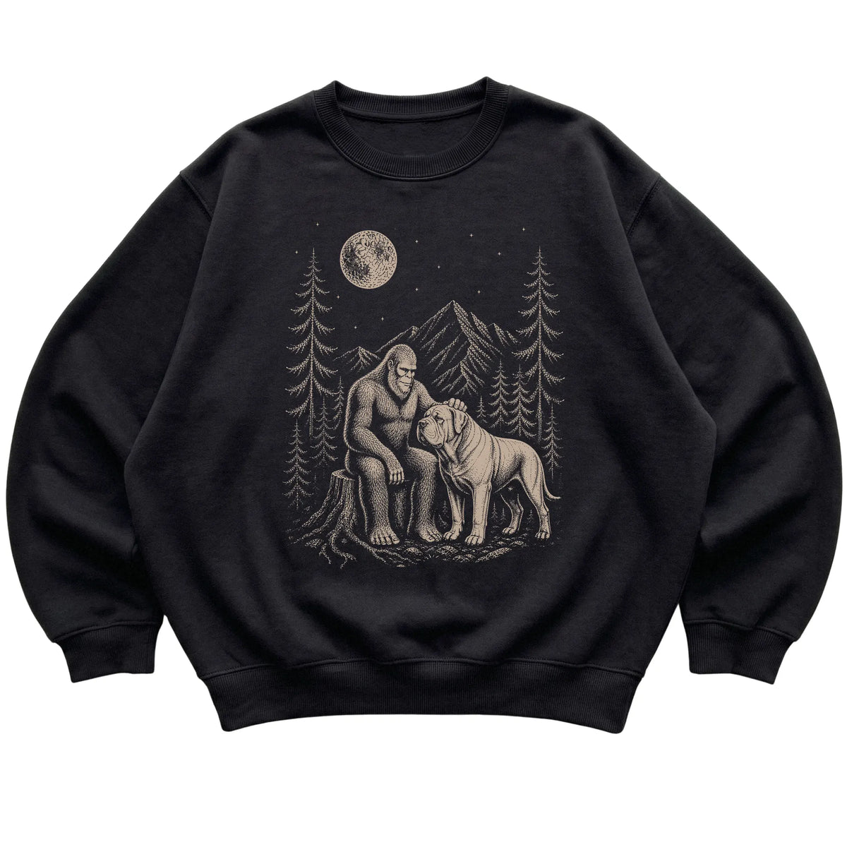 Mastiff and Bigfoot Sweatshirt in Black