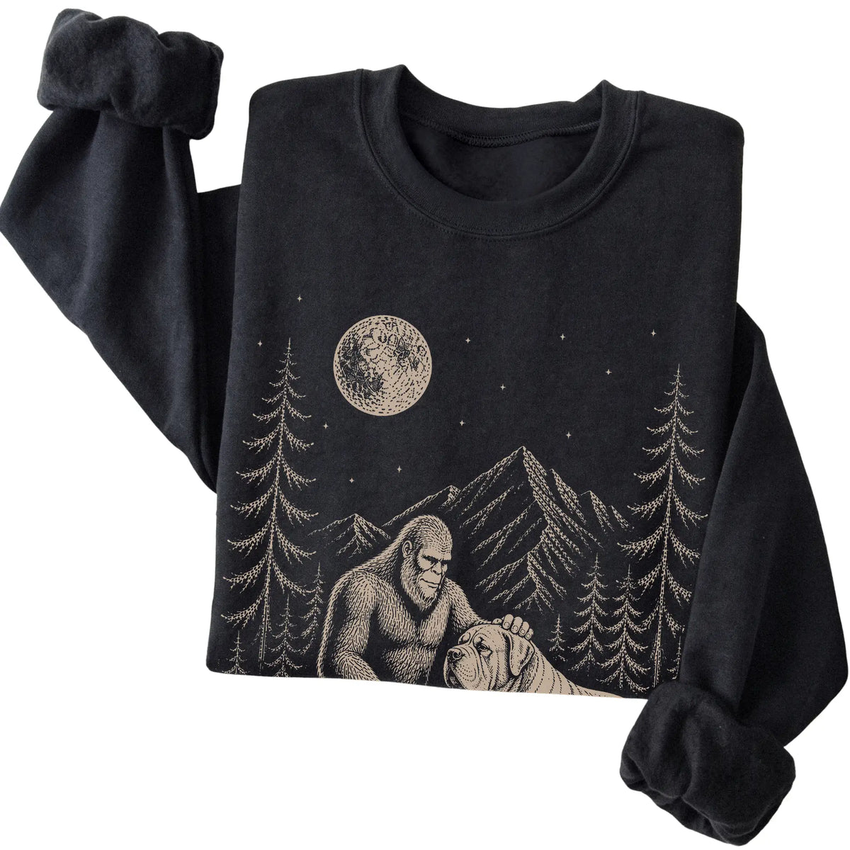 Folded Mastiff and Bigfoot Sweatshirt in Black