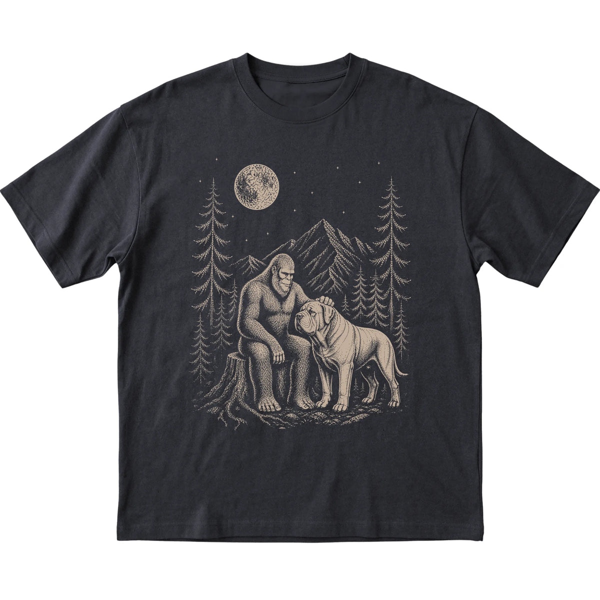Mastiff and Bigfoot T-Shirt in Black