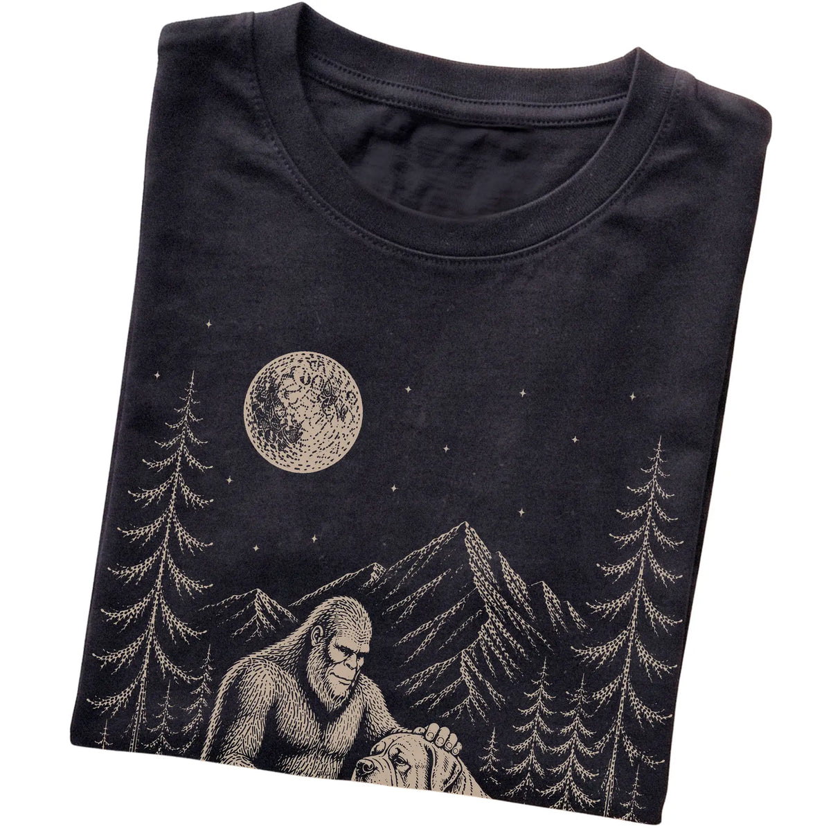 Folded Mastiff and Bigfoot T-Shirt in Black