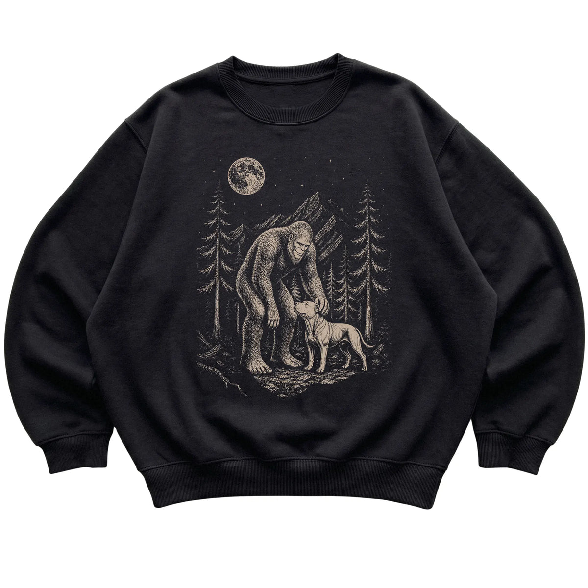 Pitbull and Bigfoot Sweatshirt in Black